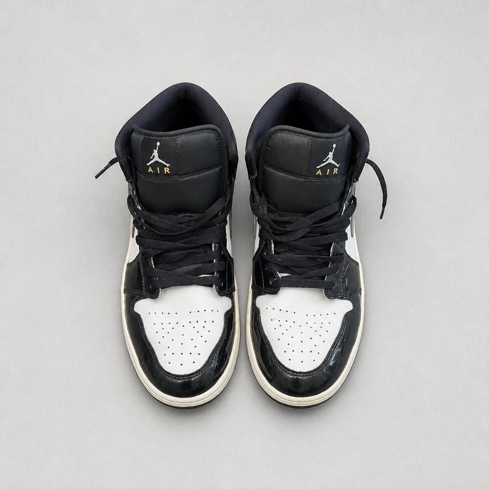Nike Air Jordan 1 Mid SE Black White Metallic Silver Leather HV0789-010 Size 13